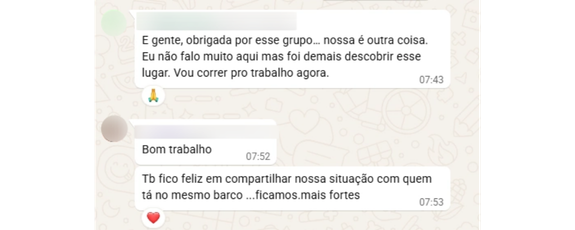 Relato: obrigada por esse grupo; fico feliz em compartilhar nossa situação com quem está no mesmo barco, ficamos mais fortes