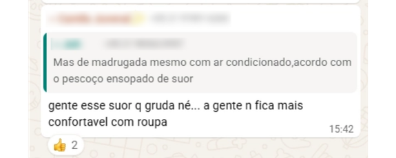 Relato sobre suor noturno mesmo com ar-condicionado